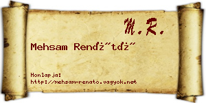 Mehsam Renátó névjegykártya